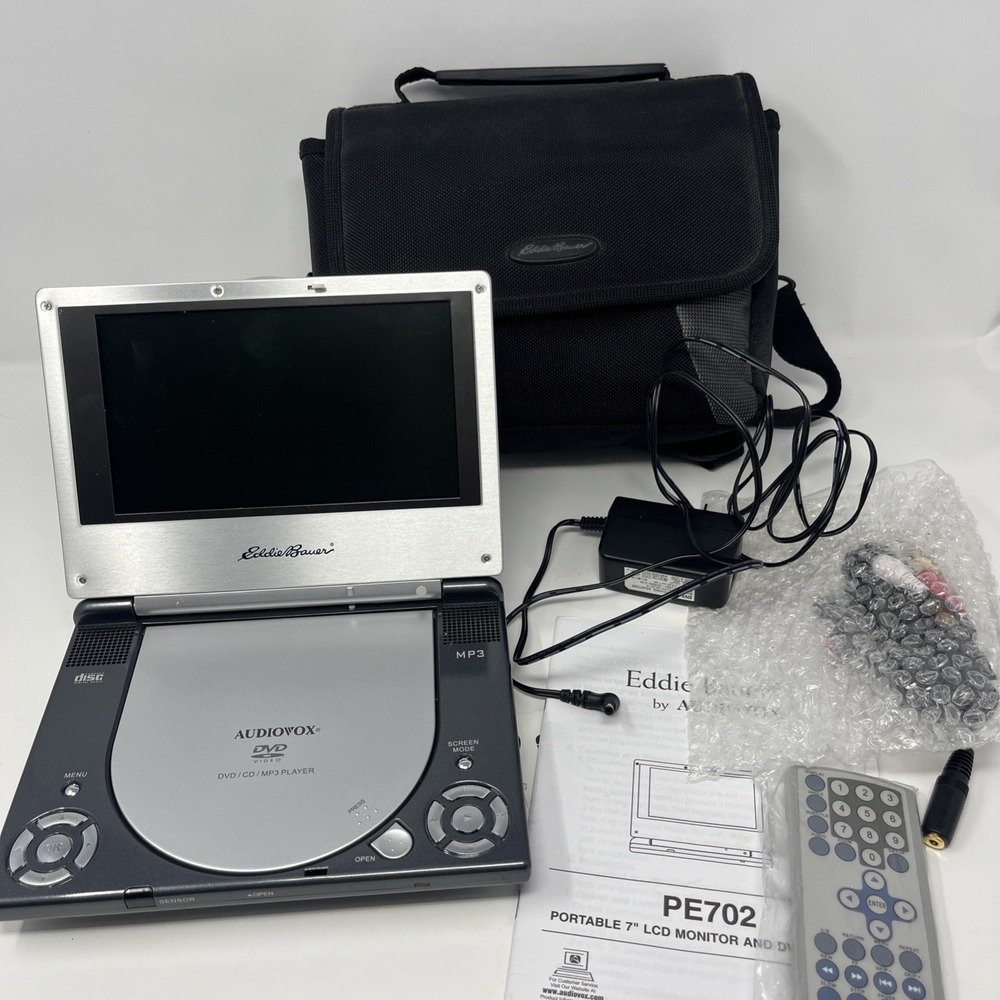 Eddie Bauer Ed. Audiovox PE702  7" LCD DVD Player w/Case,Cables, Remote